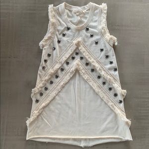 Mystic Prysm Ivory Fringe Studded Dress